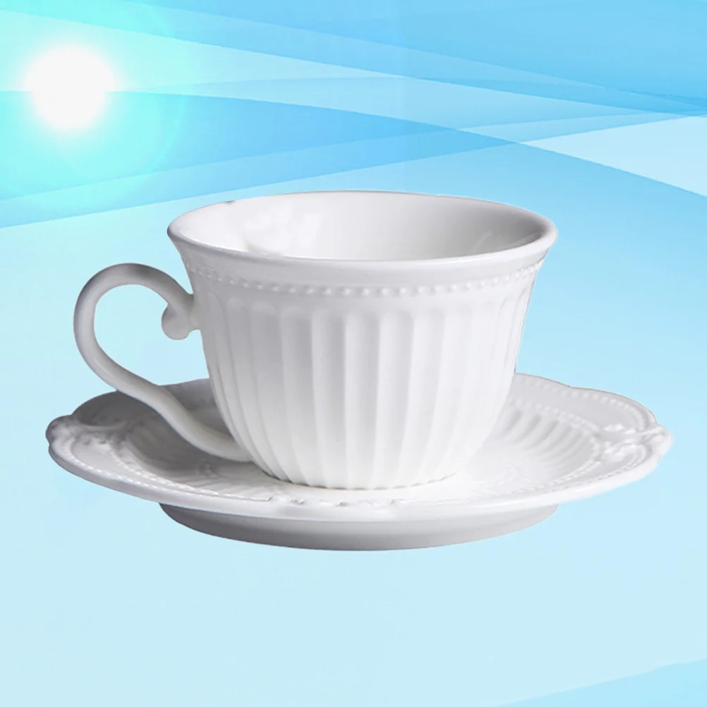 

1Set Bone China Coffee Cup Saucer Set Elegant European Style Ceramic Mug Tray Afternoon Tea Tableware Coffee Cup