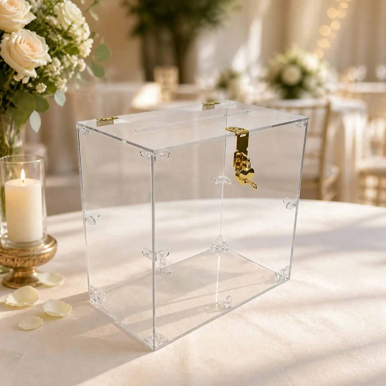 Multi-purpose acrylic card box with lock and key, lockable for