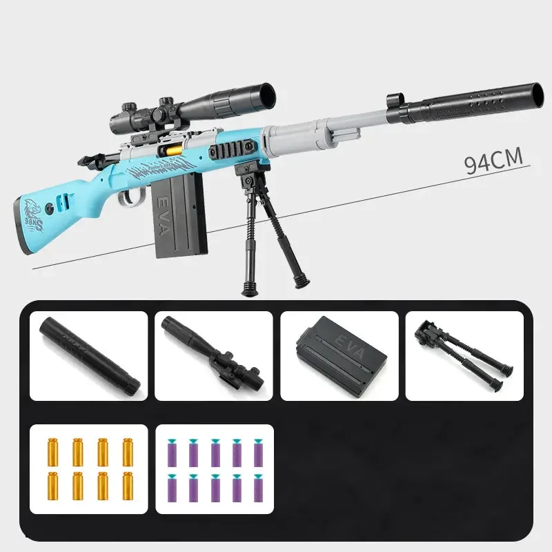 Children Manual Toys Guns Soft Bullet Shell Ejecting Rifle Sniper AWM Plastic Down Feed Launcher Weapons M24 Boys Birthday Gifts