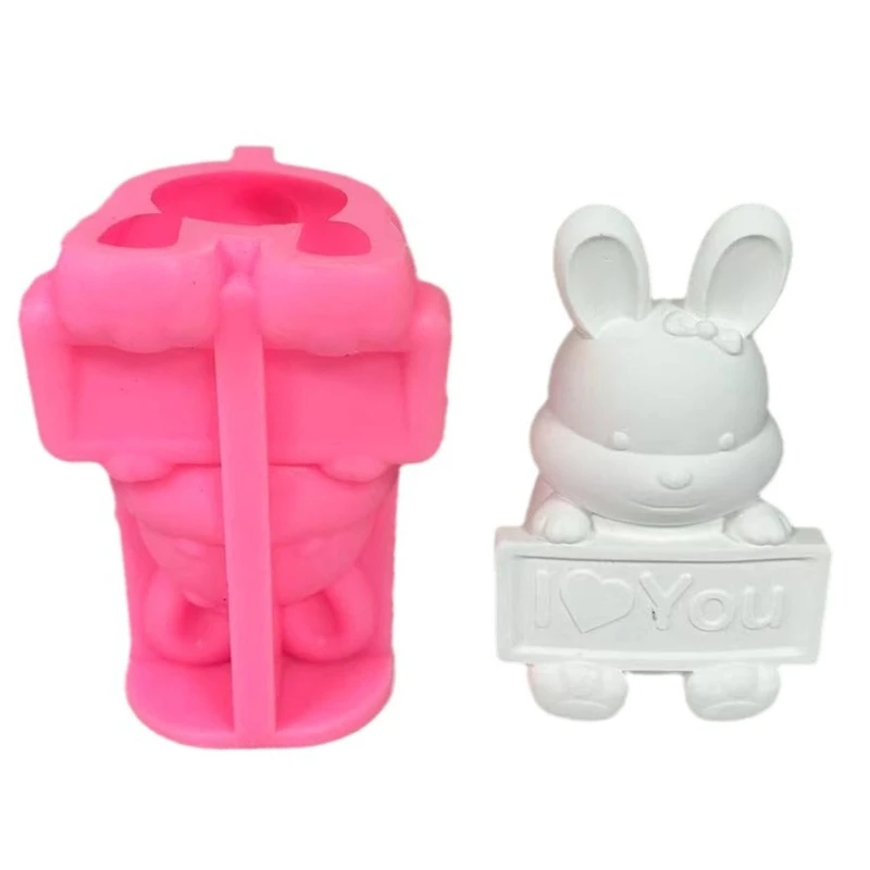 Sweet Rabbits Sign Holder Gift Mold Adorable Rabbits Gesture Proposal Silicone Mould For Unique Engagement and Gifts