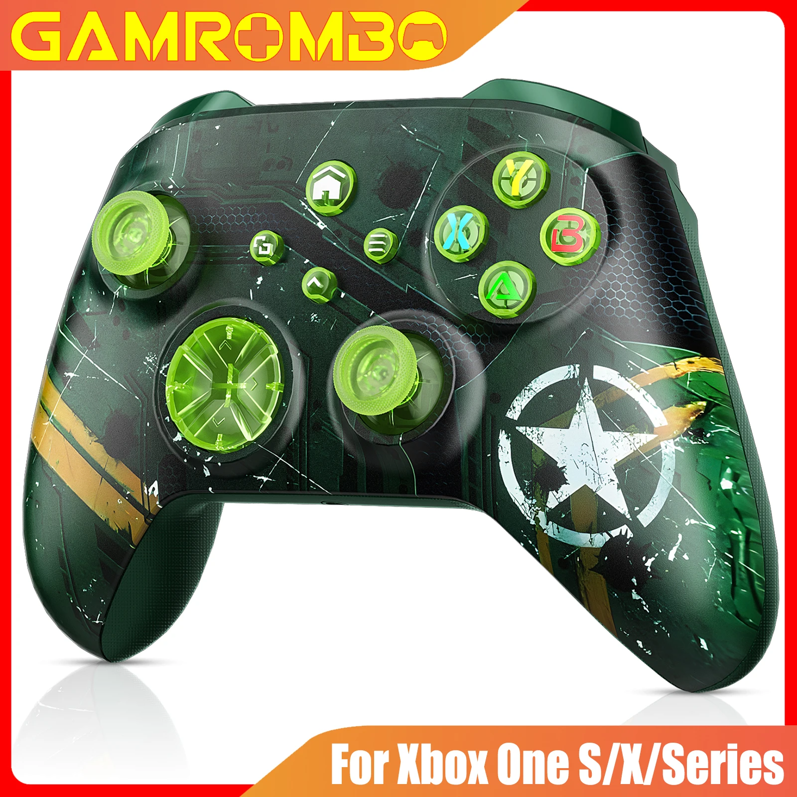 

GAMROMBO Wireless Controller for XBox One/Series S/X/PC Console Gamepads W/ Dual Vibration Hall Effect 6-Axis Gyro FUNC Joystick