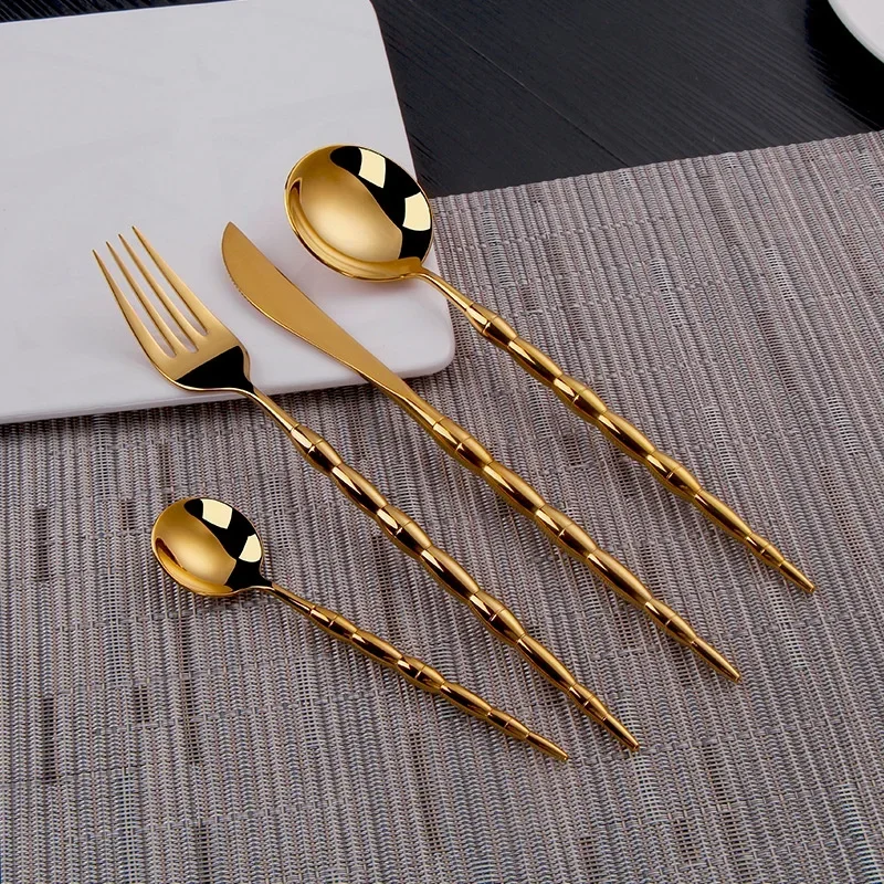 

Tableware Set Stainless Steel 4Sets Forks Knife Spoon Set Kitchen Cutlery Flatware Western Dinner Sets Dinnerware Dropshipping