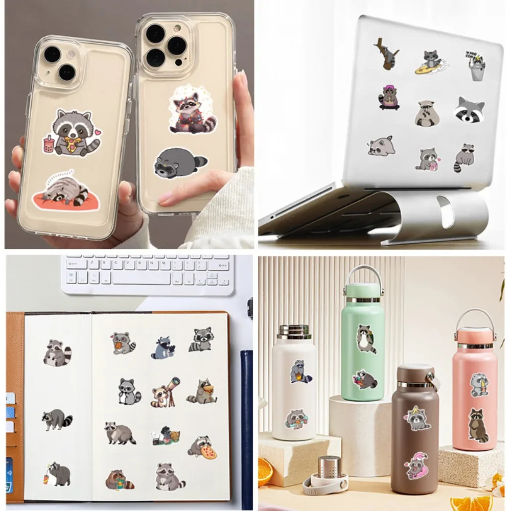 10/25/50pcs Cute Cartoon Raccoon Stickers for DIY Stationery Travel Luggage Notebook Guitar Laptop Phone Kids Toy