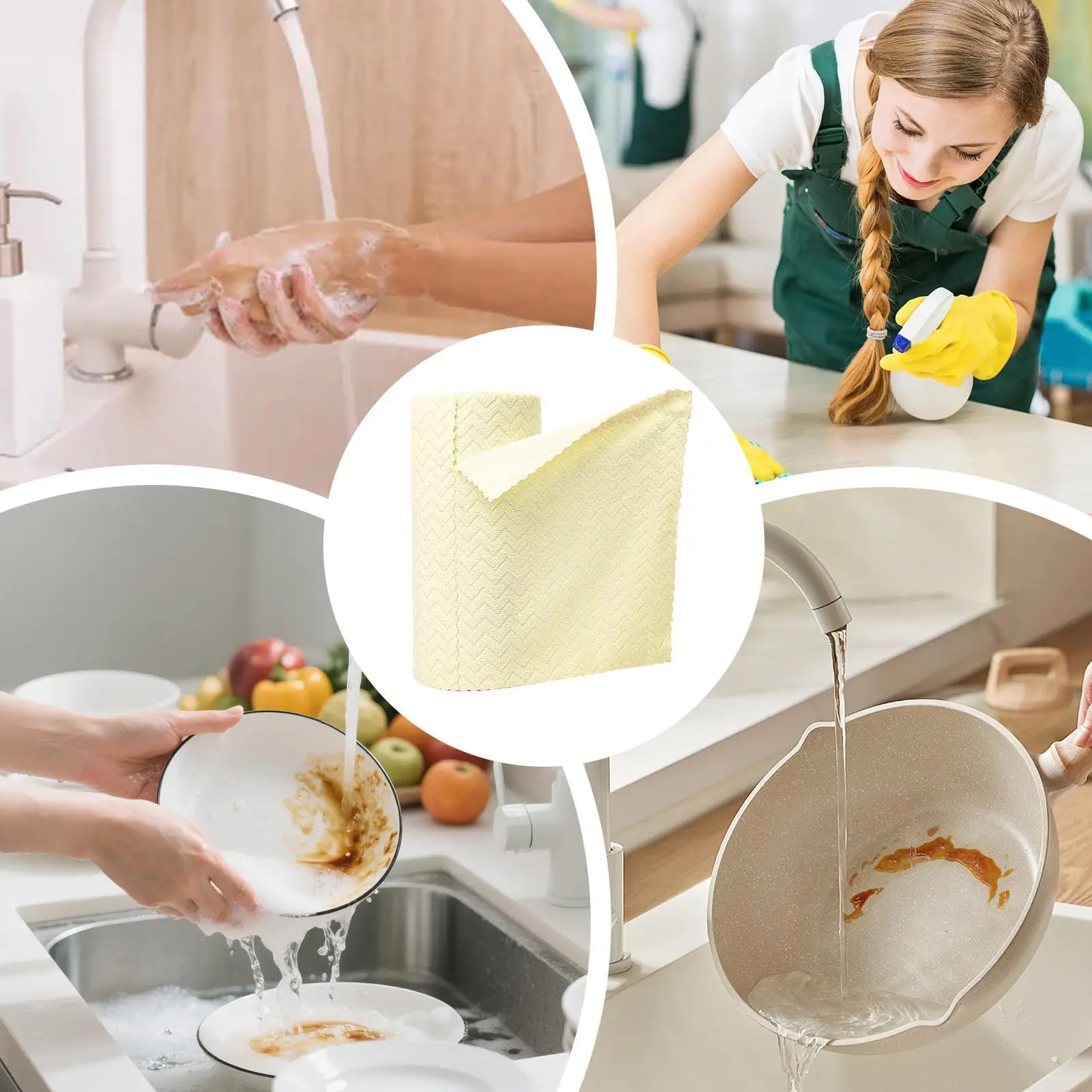 

Microfiber Roll Tear Away Cleaning Cloth Reusable Absorbent Household Dish Rags For Home Kitchen Window Workshop Bathroom