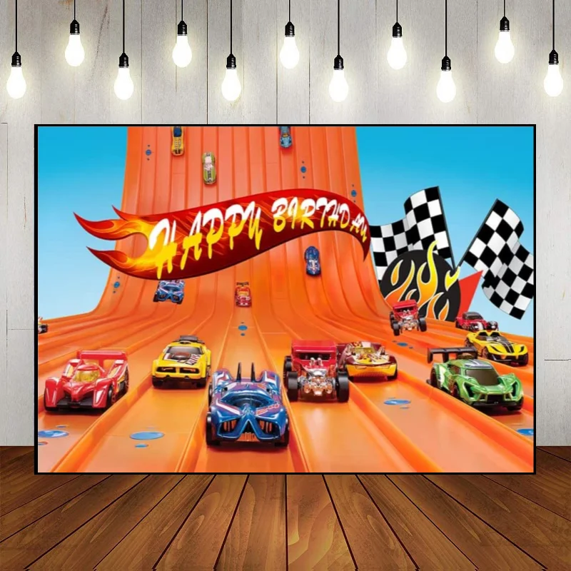 Hot Wheels Old Garage Photography Backdrop Car Repair Backgrounds Themed Photo Banner Poster Decoration Party Baby Shower