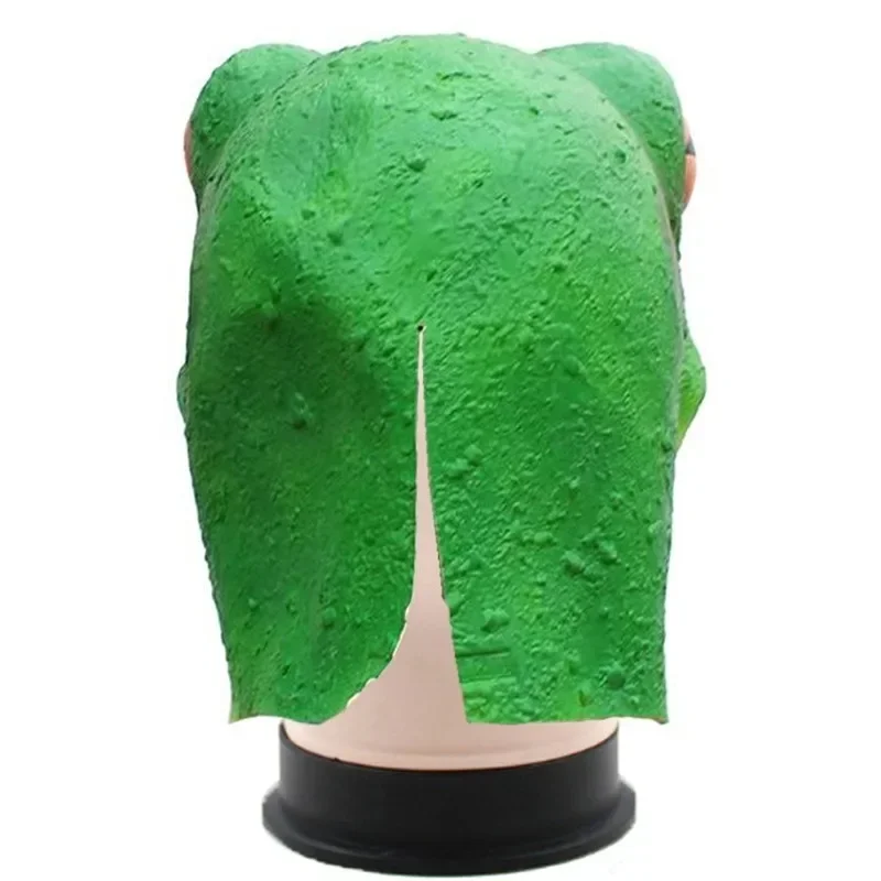 LatexFrog Head Mask Halloween Funny Masquerade Props Animal Headgear Mask Realistic Rubber Frog Mask Frog Pepe Cosplay Headcover