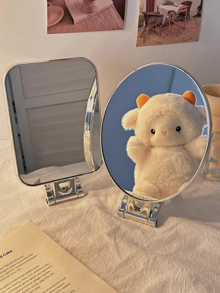 Espejos Decorativos De Pared Home Wall-mounted Vanity Mirror Desktop Foldable High Definition Handle Mirror Double Sided Mirrors