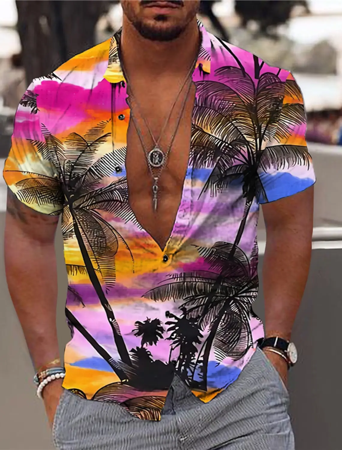 Men\'s Shirt Graphic Shirt Aloha Shirt Leaves Turndown Print Short Sleeve Button-Down Apparel Fashion Designer Casual Breathable