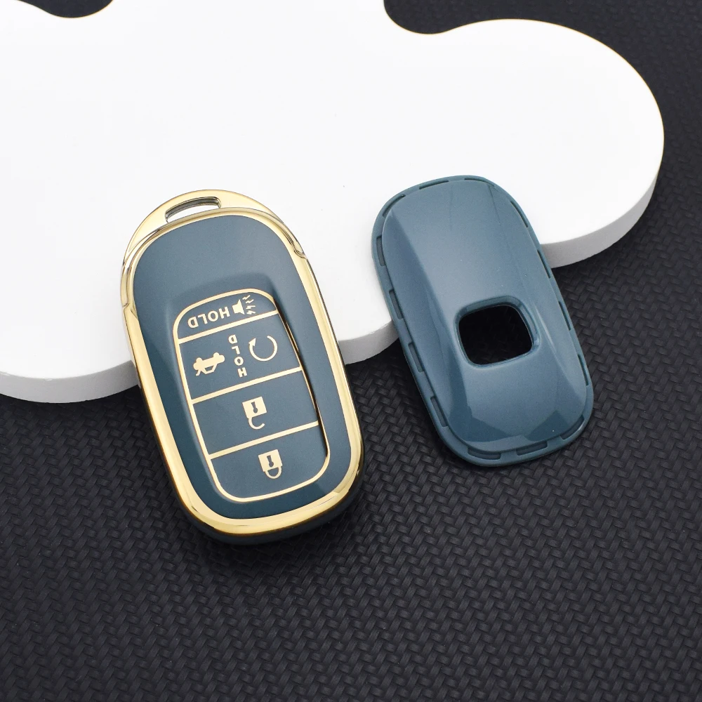 4/5-Button TPU Smart Key Fob Cover for Honda CR-V HR-V Civic Accord Fit Pilot Passport – Durable Protective Case Key Chain Rings
