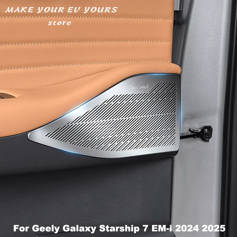 Para Geely Galaxy Starship 7 EM-i 2024 2025 Panel de Audio de puerta trasera cubierta protectora de acero inoxidable accesorios interiores