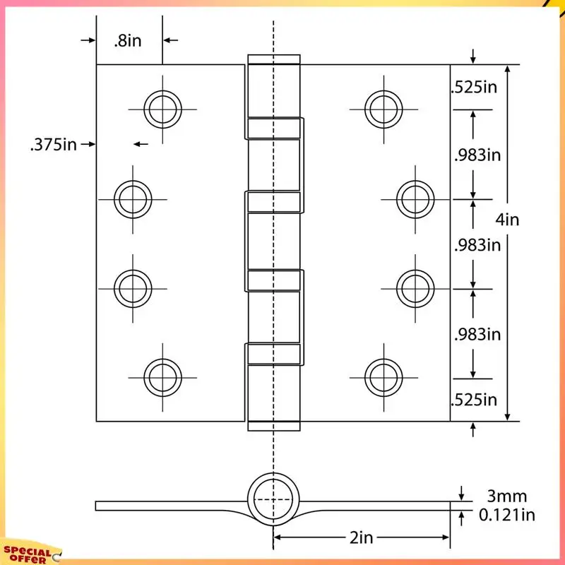 

ABFI Stainless Steel Black 4Inch Door Hinges For Exterior Doors Ball Bearing Door Hinges 3 PACK