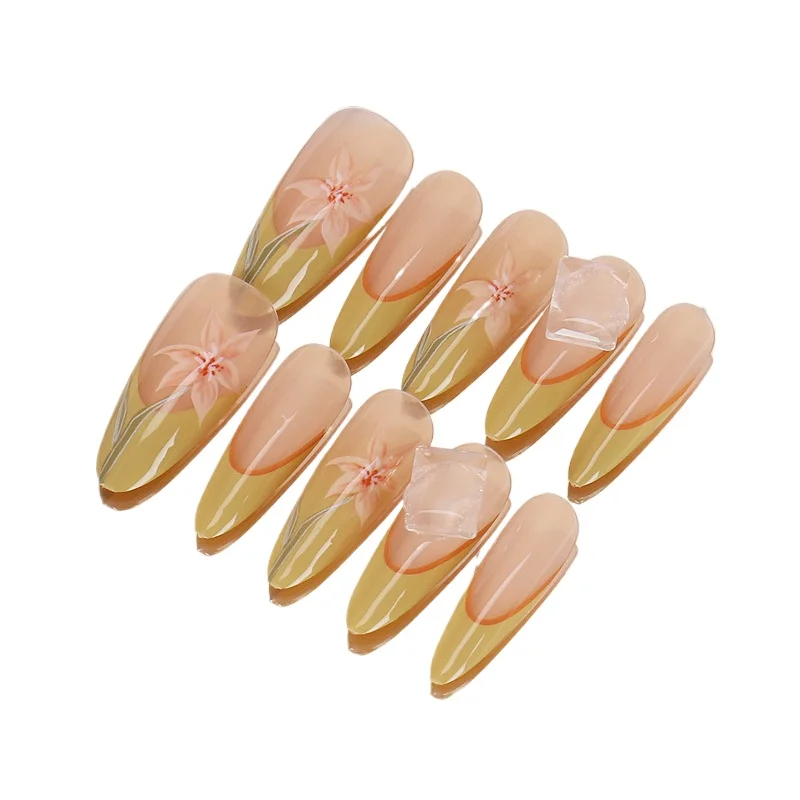 

Hand-worn nail advanced French manicure patch finished product removable long fake nail