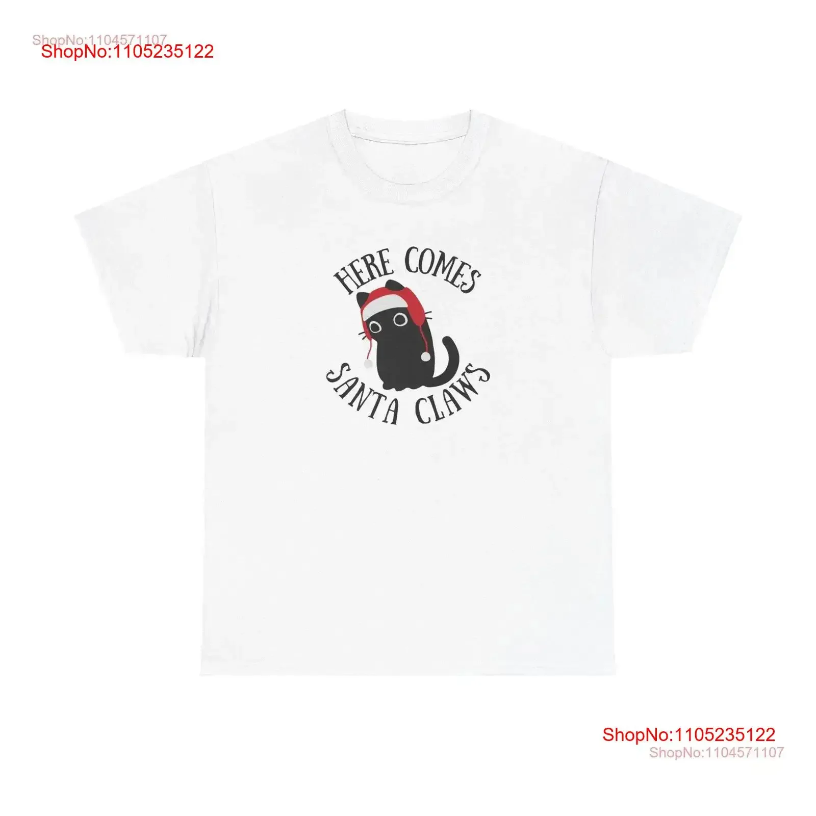هنا يأتي سانتا كلوز تي شيرت عيد الميلاد CaT لطيف مرح الحيوان عاشق كلوز خمر غسلها قليلا عارضة أزياء الشارع الشهير #1