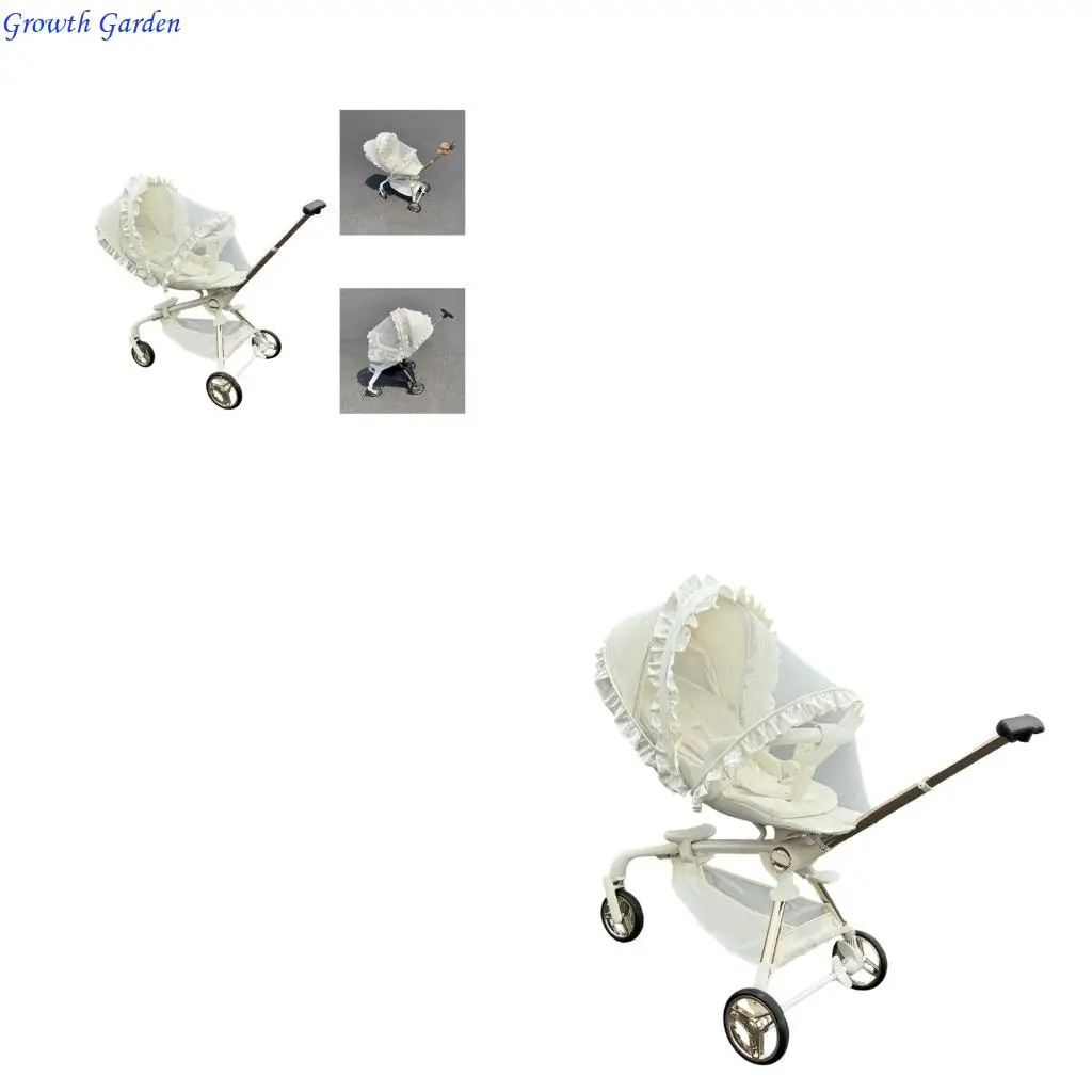 

Stylish Lace Trimmed Baby Carriage Fly Net Full Enclosure High Ventilation Quick Installation Safe For Infants E65D