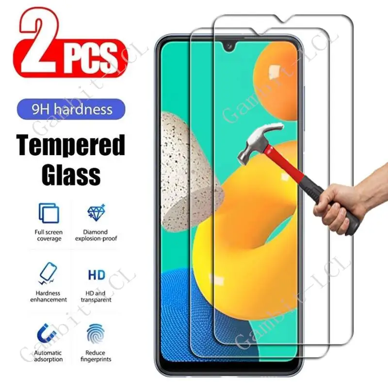 2PCS For Samsung Galaxy F02s F12 F22 F42 5G F52 F62 Jump M02 M02s M12 M21 2021 M22 M32 M32 Screen Protective Tempered Glass Film