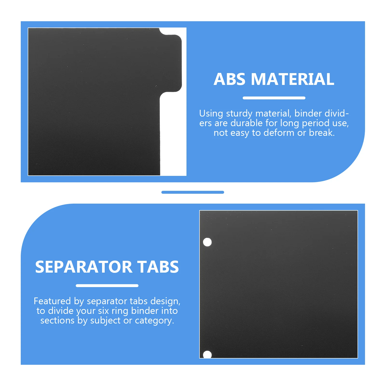 5 Sheets Page Dividers 3-hole Loose-leaf Baffle A4 Separator Removable Buckle (black 5 Sheets-pp Separator) Binders Label