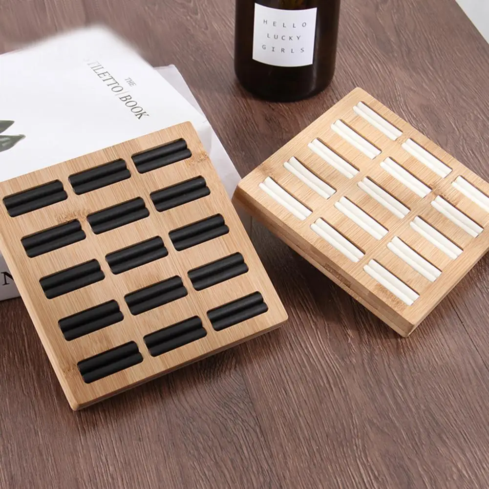 Ring Storage Holder Square Shape Decorative Wood 15 Slots Ring Display Showcase Organizer Tray Jewelry Organizer