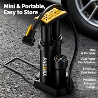 PHOENIX High-Pressure Manual Air Pump with Dual-Pump System Precision Gauge & Universal Valves for Bicycle E-Bike and Motorcycle