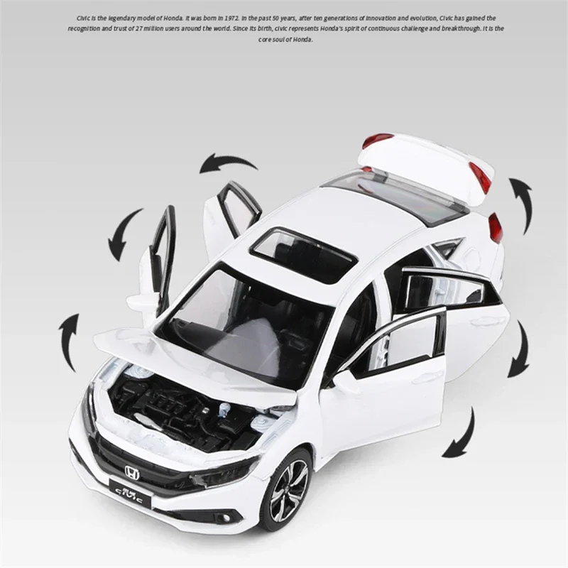 1:32 HONDA CIVIC TYPE-R Alloy Sports Car Model Diecast Metal Toy Vehicles Car Model Sound and Light Collection Children Toy Gift