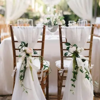 Polyester Chair Sash Wrinkle-Free 9Ft Draping Fabric Versatile Romantic Event Ambiance Wedding Aisle Decorations Ceremony