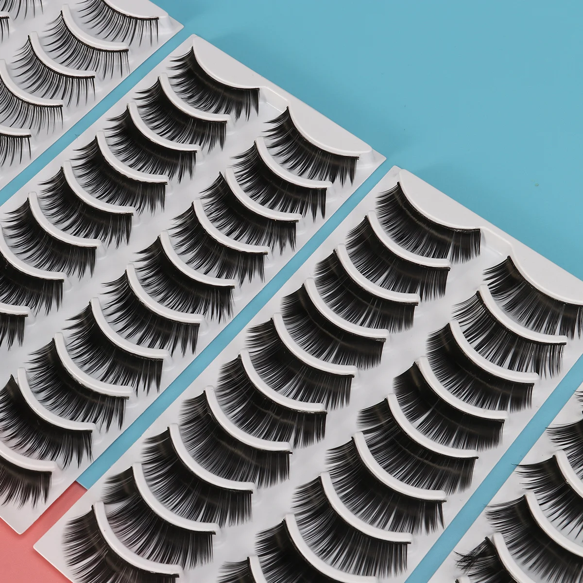 Juego de pestañas postizas de ojo de gato, grupos finos, extensiones de tira 3D, pestañas completas largas y gruesas naturales para maquillaje de mujer