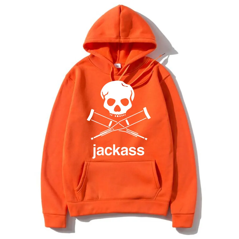 โลโก้ Jackass พิมพ์เสื้อมีหมวกสีดำ Streetwear ผู้ชายขนาดใหญ่เสื้อลำลองผู้ชายแฟชั่นผู้หญิง Vintage หลวม Hoodies