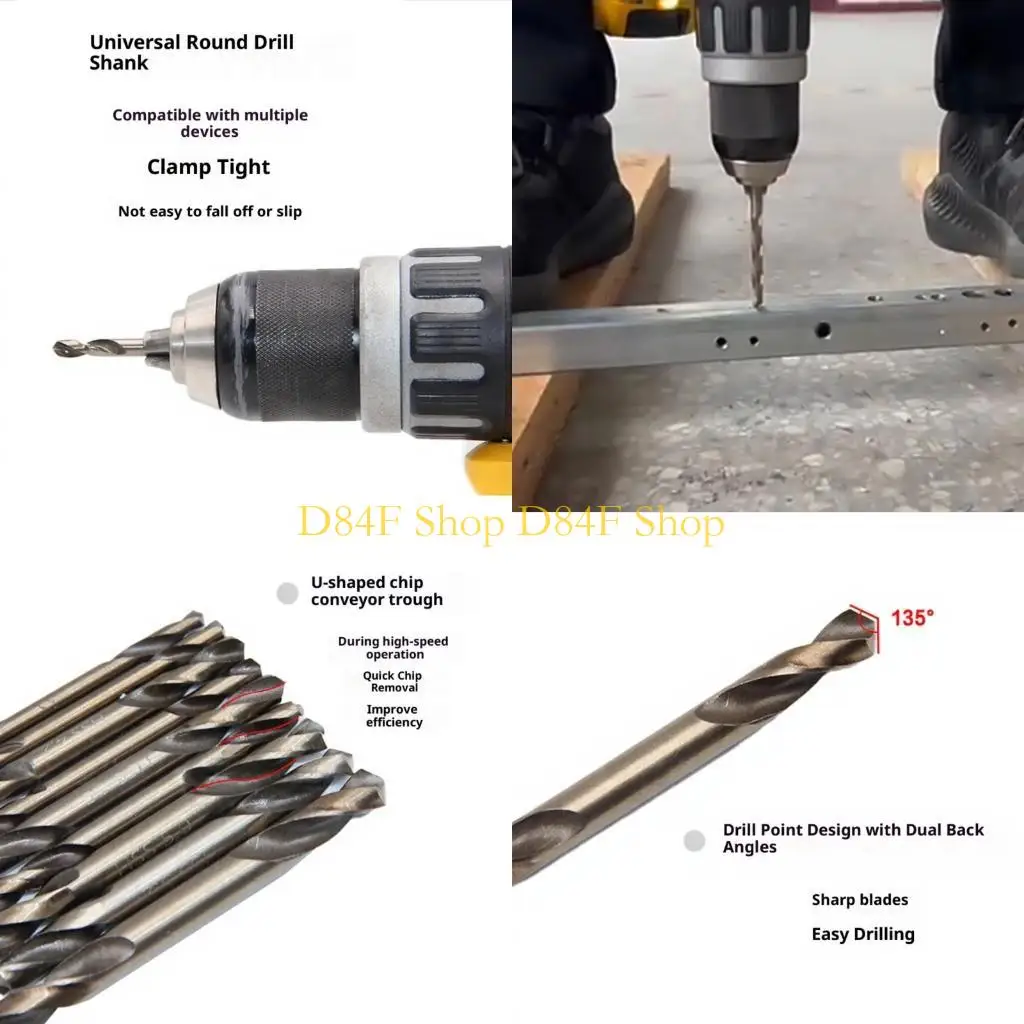 

D84F Professional 9 Piece Two Sided Auger Drill Bits Set High Speed Steel Plastic Container Accurate Boring Multi Application