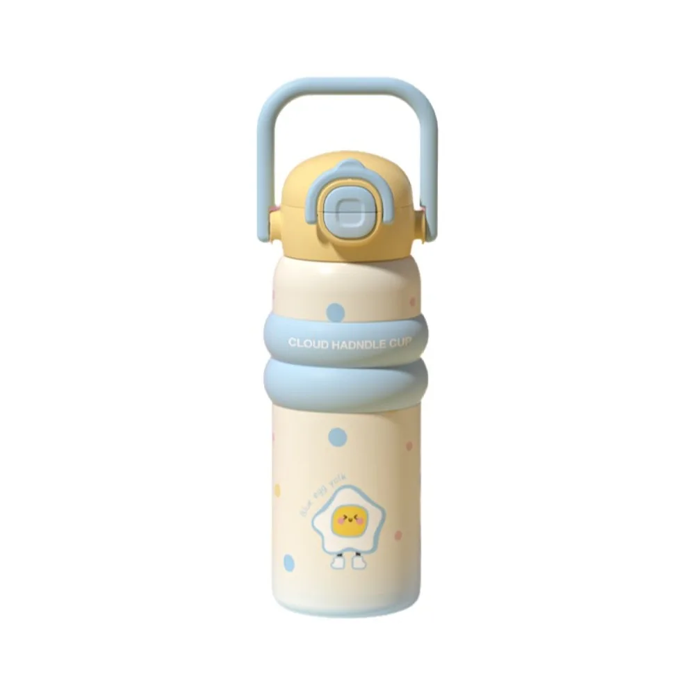 

Unique Portable Handheld Thermos Cup Leak-Proof 600ml Thermos Water Bottle Cartoon with Straw Thermal Bottle for Girls