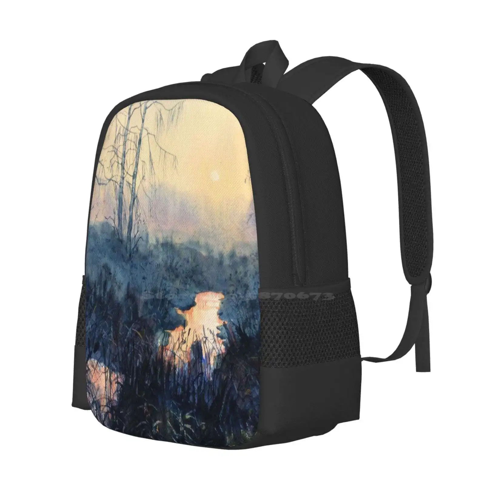 Sunset On Skipwith Common School Bags For Teenage Girls Laptop Travel Bags Glenn Yorkshire Artist Watercolour Landscape