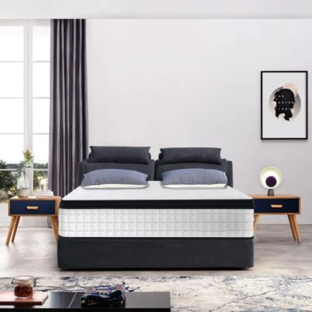 مرتبة كاملة مقاس 12 بوصة، مرتبة كاملة الحجم في صندوق، مرتبة عصرية جديدة من Diamond Innerspring Hybrid and Cooling Gel Memory Foam، P
