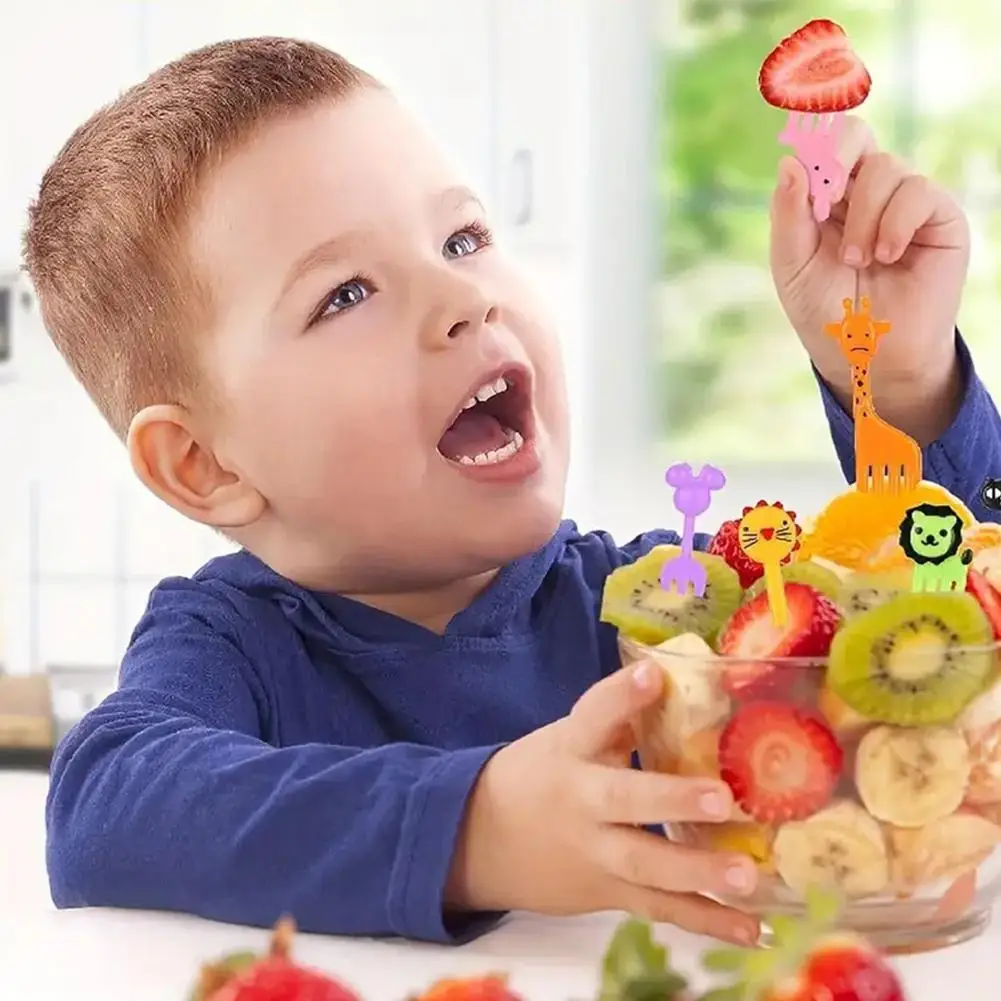 10pcs Cute Animal Fruit Fork Kids Snack Dessert Decoration Forks Toothpick Lunch Salad Accessories Cake Picks