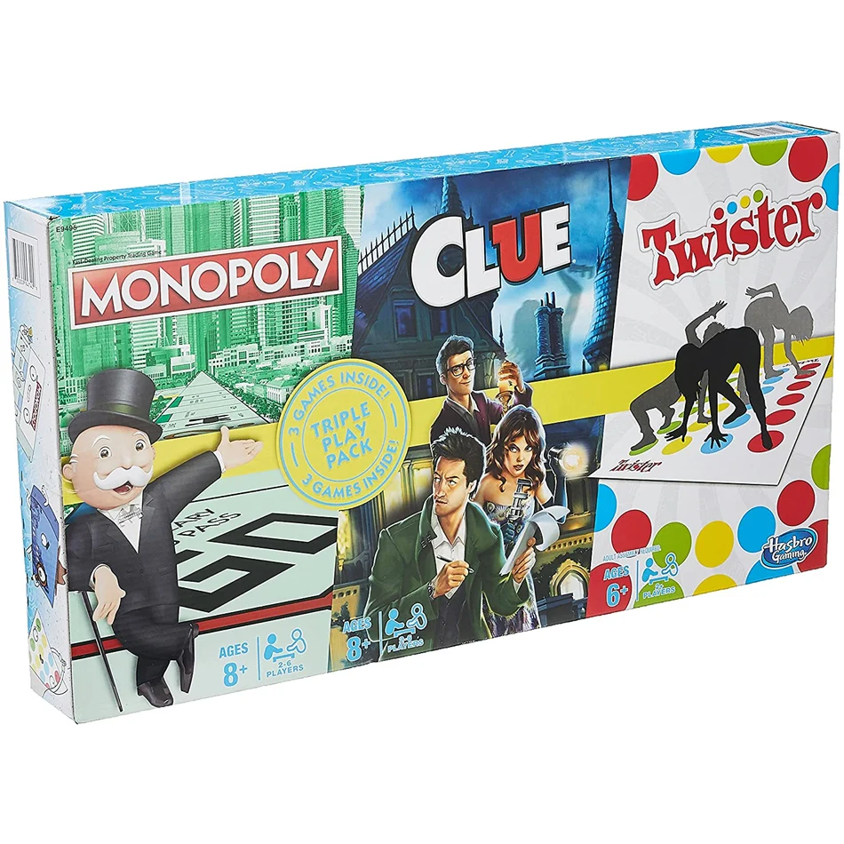 

Hasbro Games Monopoly Twister Clue 3 in 1 Outdoor Funny Game Board Games Family Friend Party Fun Game For Kids Fun Board Games