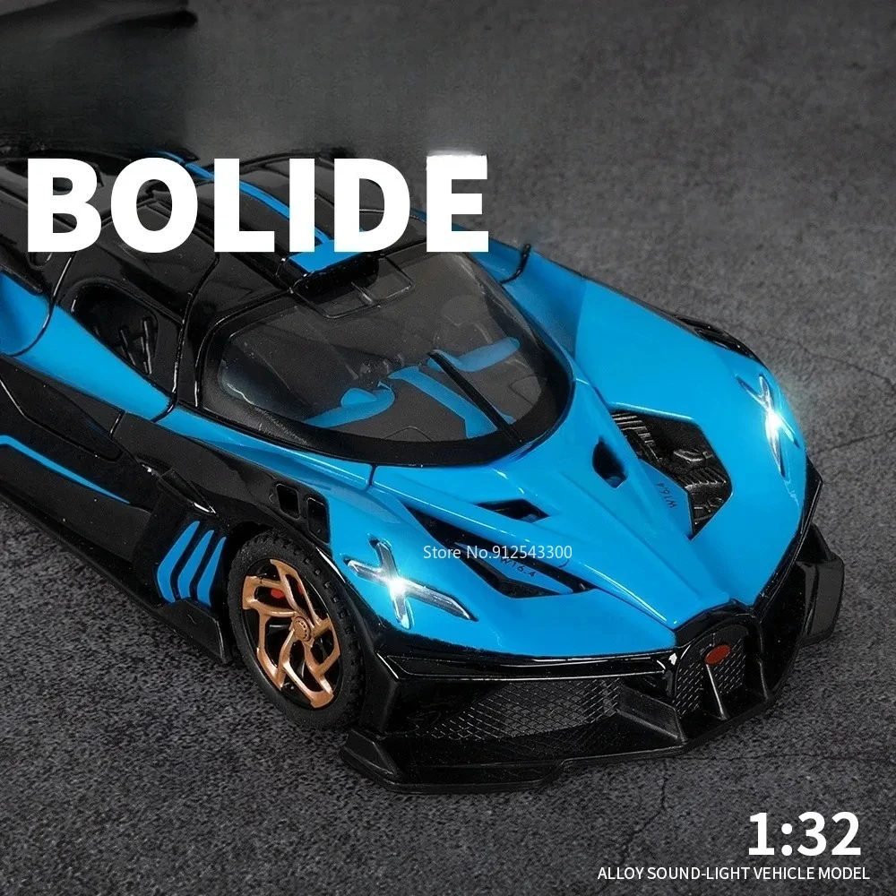 1/32 Scale Bolide Alloy Sport Car Model Toys Simulation Diecasts Metal Vehicle with Sound Light Pull Back Decoration Boy Gifts