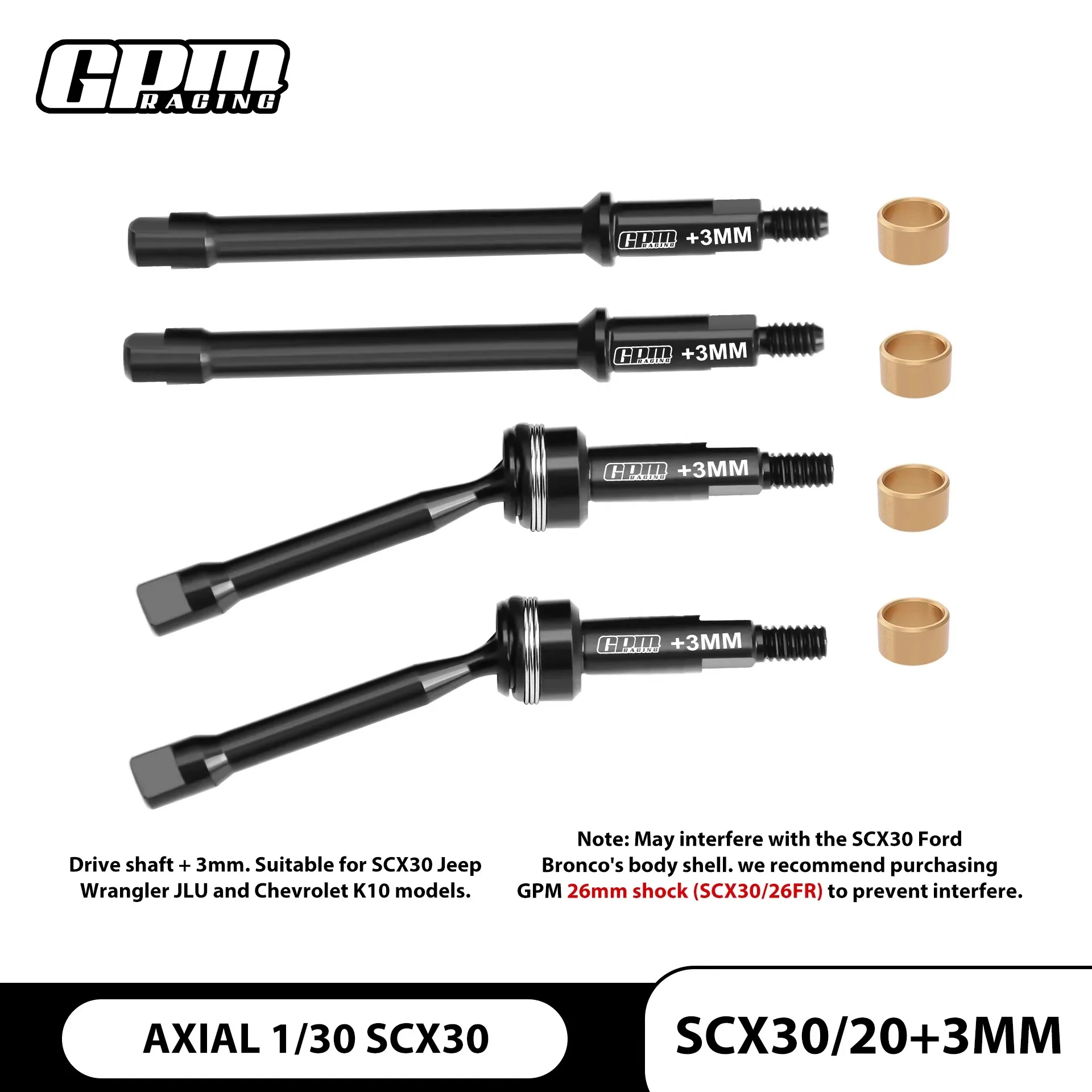 

Передние и задние карданные валы из среднеуглеродистой стали AXIAL 1/30 SCX30 для Ford Wrangler/Wrangler/Chevrolet K10