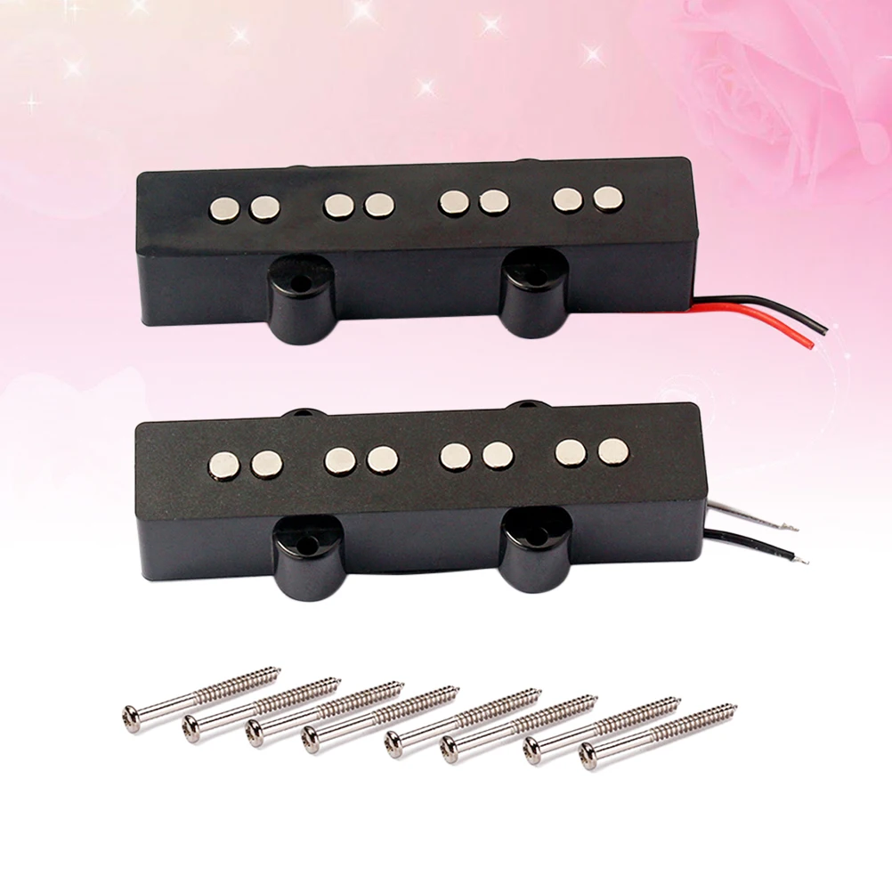 

4 String Electric Bass Pickup Set V Magnets Medium Output Wax Potted Replacement for Jazz Bass Guitar Open Style Parts
