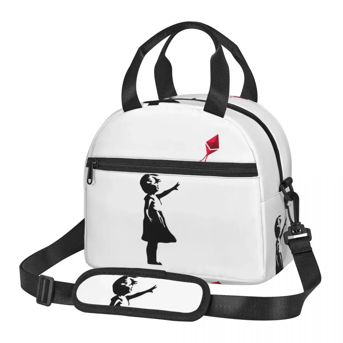 Ethereum X Banksy Balloon Girl Sac à déjeuner isotherme pour l'école, boîtes de rangement pour bento, boîtes alimentaires, sac isotherme anti-fuite, sac à déjeuner thermique
