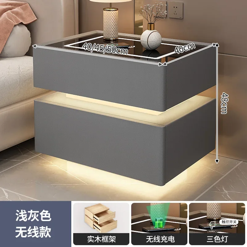 Intelligent Nightstands Organizer Furniture Cabinets Bedroom Wireless Charge Lock Bluetooth Audio Luxury Designer Bedside Table