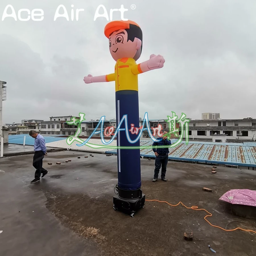 3m H Inflatable Little Character Sky Air Dancer Salute Boy with Peaked Cap for Events Party and Advertising