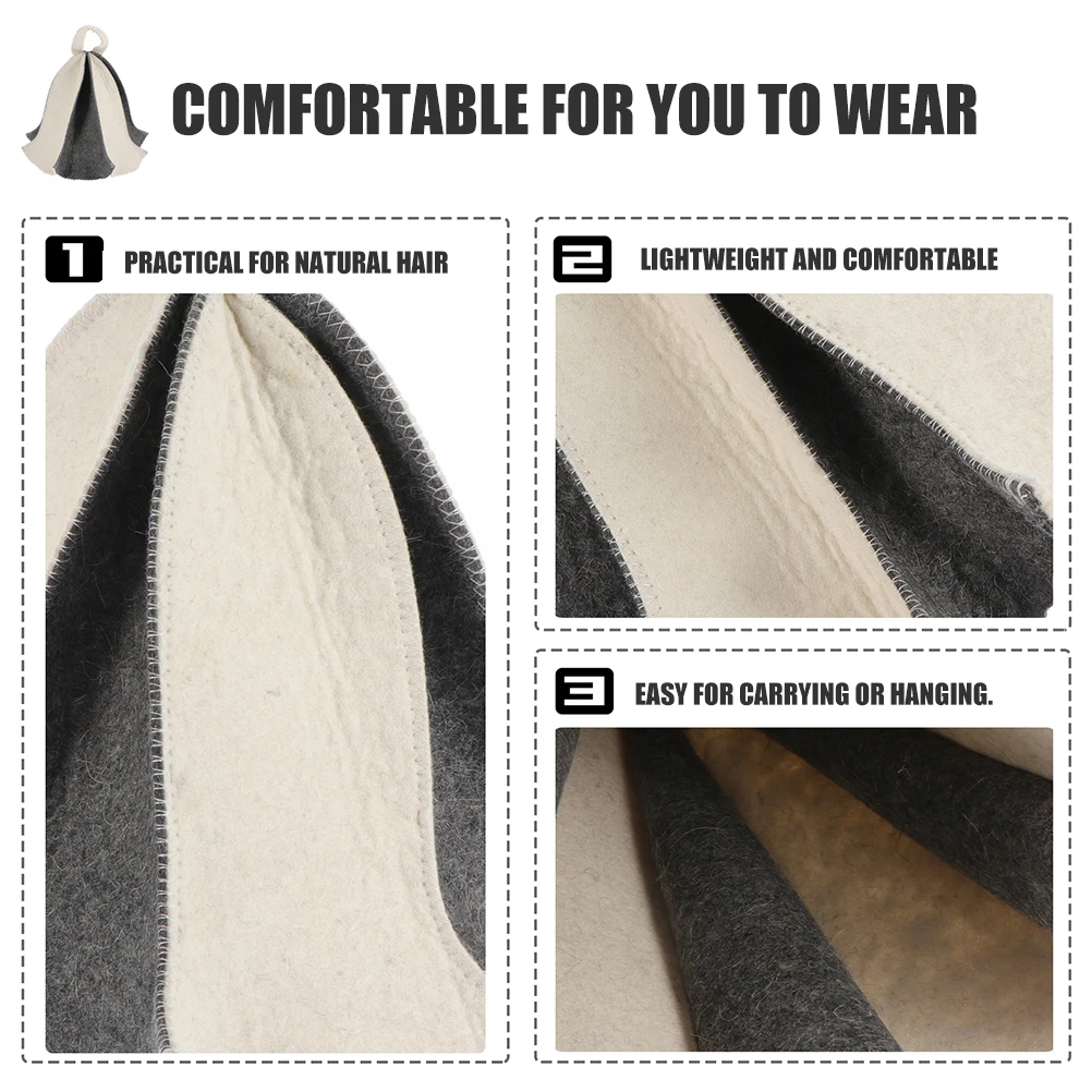 

3pcs Sauna Hats Felt Caps For Bathing Supple Breathable Lightweight Sauna Head Protectors Reusable Steam Room Hats