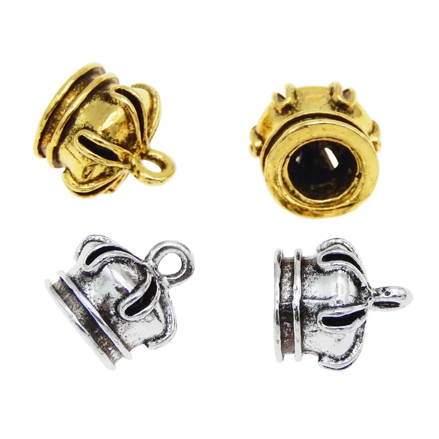 12pcs Vintage Zinc Alloy Crown Charms For Jewelry Crafts Bracelet Pendants Antiqued Color DIY Findings 10mm