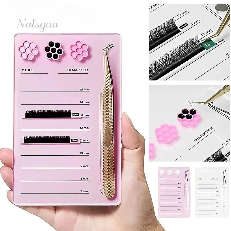 Magnetic Acrylic Eyelash Extension Scale Holder Lash Board Glue Pallet Cup Clean Hygienic False Eyelash Pad Tray Makeup Tools