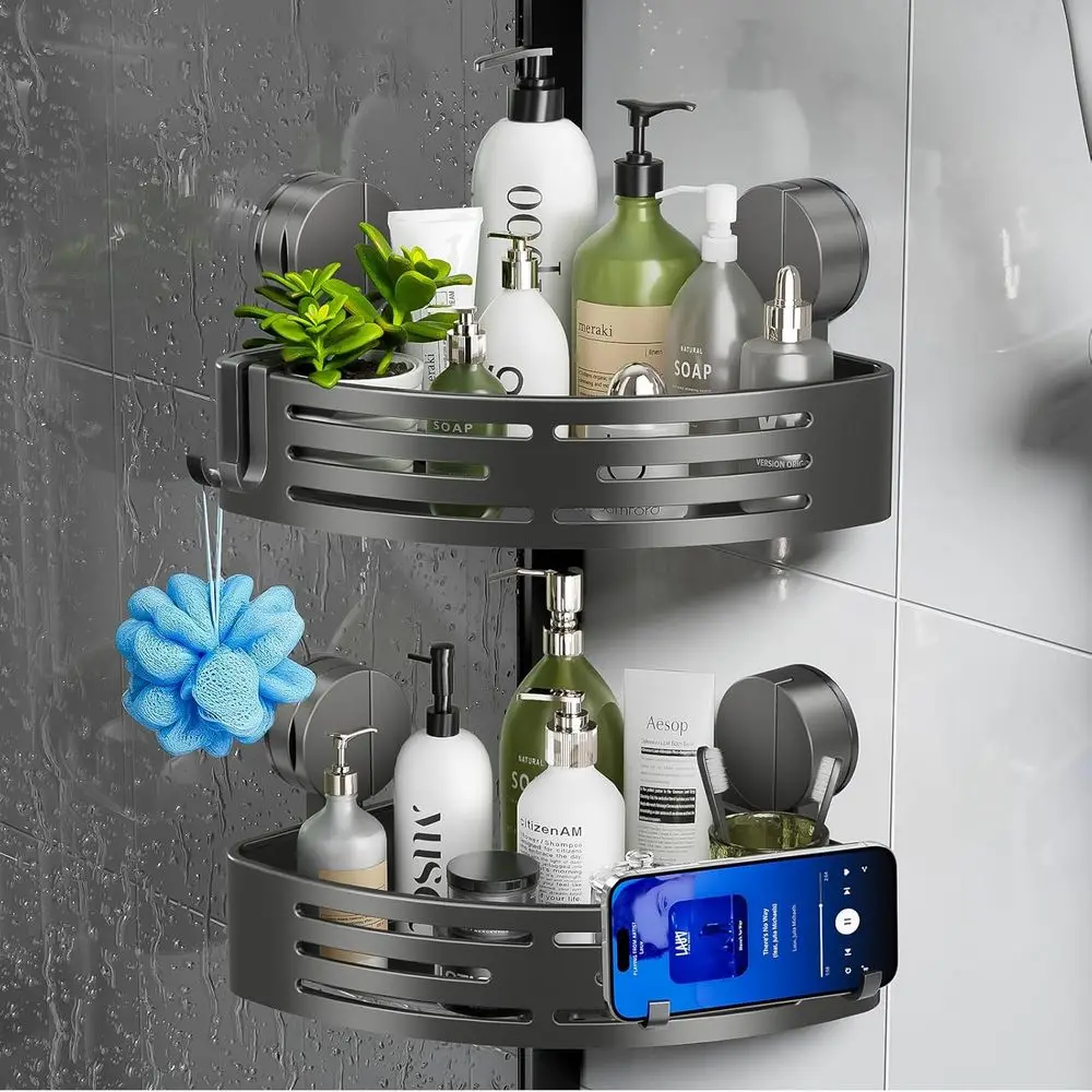 

Shower Caddy Suction Cup, No Drill Shower Shelves, Rustproof Bathroom Shower Organizer Storage Rack, Suction Cup Shower Organize