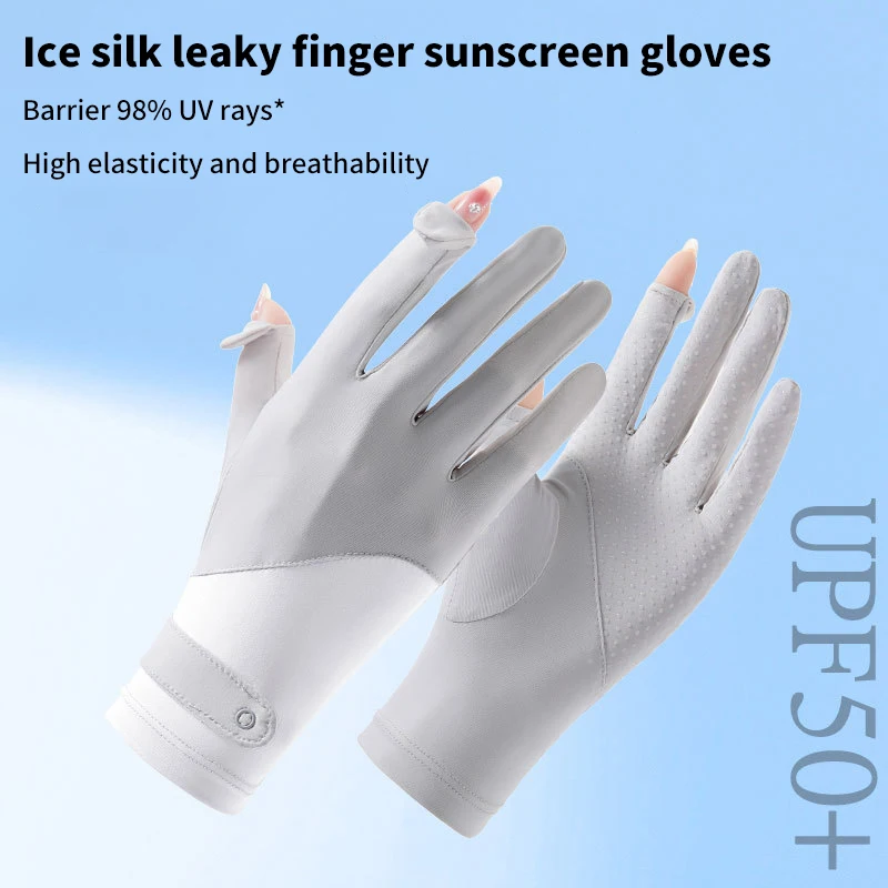 

Summer Sunscreen Thin Gloves Breathable Anti-UV Cooling Fabric Slip Fingerless Touch Screen Gloves For Outdoor Cycling Driving