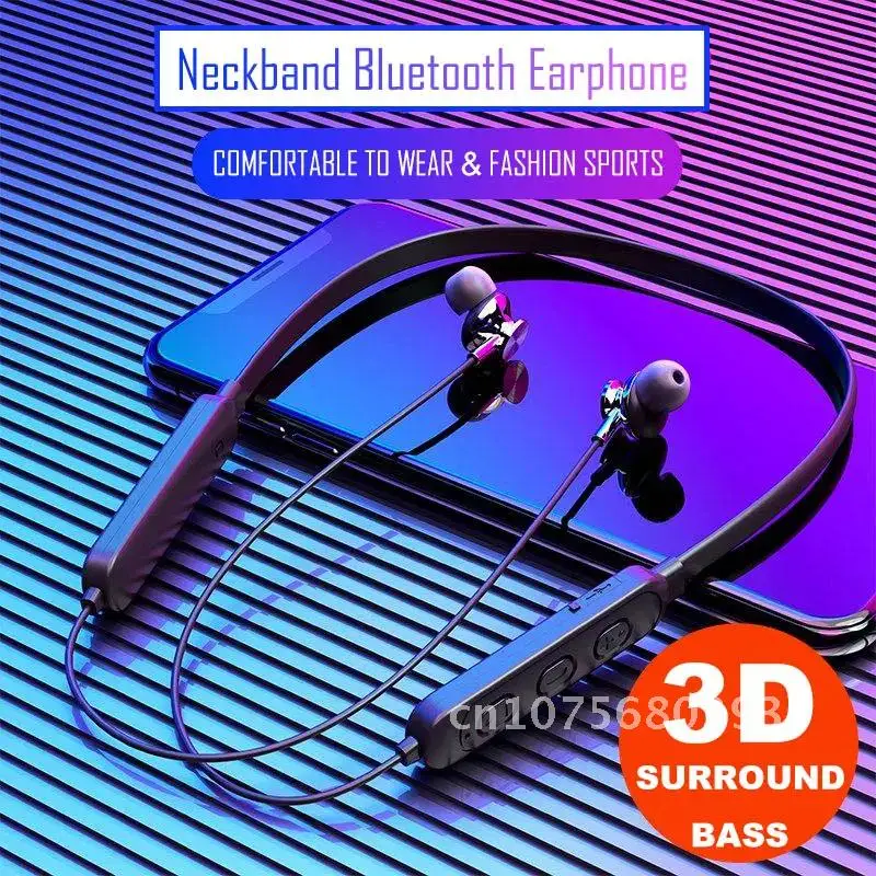 

Wireless Neckband Bluetooth Headphones Stereo Headset Sports Earbuds With Mic for all mobile phones Bluetooth Earphone