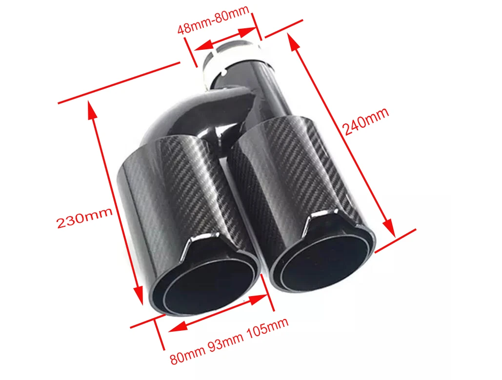 1Pair H Style Dual Outlet Muffler Tip Black Stainless Universal M Performance Carbon Fiber Exhaust Pipes For BMW M2 M3 M4 M5