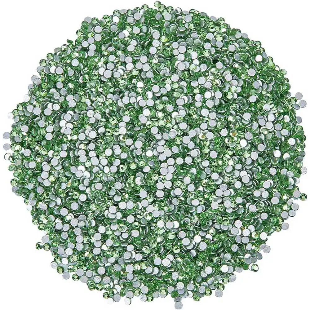 

4 Bags Glass Flat Back Rhinestone Grade A Back Plated Faceted Half Round Peridot SS6 1.9~2mm 1440pcs/set