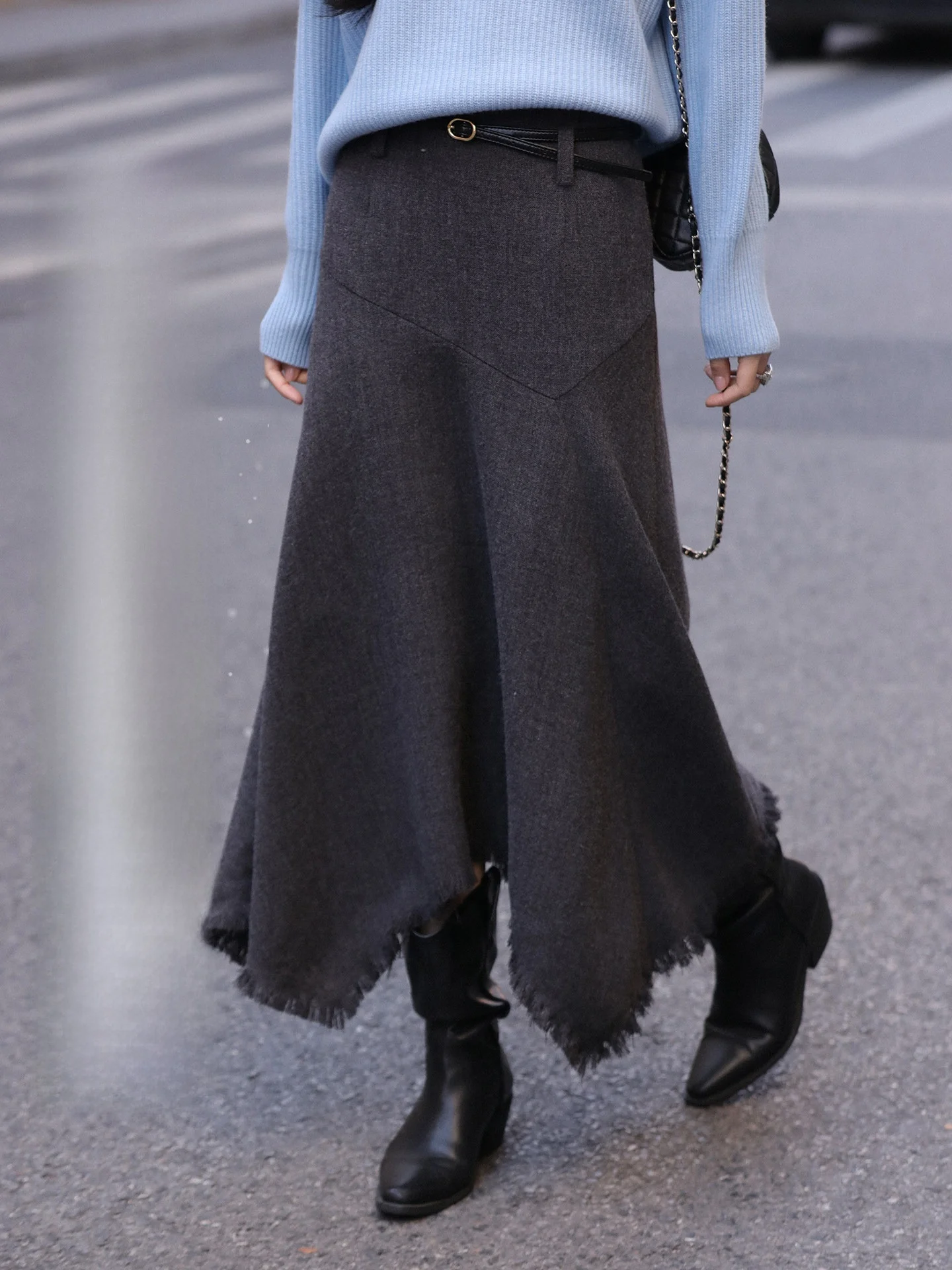 

Handmade Loose A-Line Skirt with Irregular Hem And Floral Tulle for Women Casual Sle Polyester Fiber mid Waist Zipper