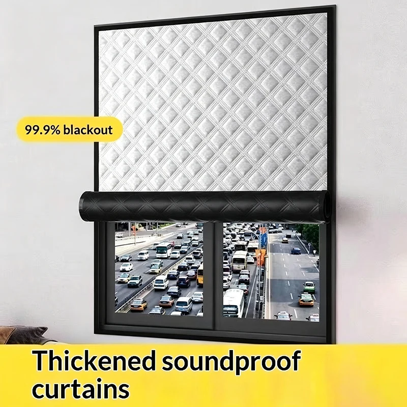 No Drill Soundproof Window Curtain Magic Tape Thermal Insulation Blackout Curtain For Bedroom Home Window Shade