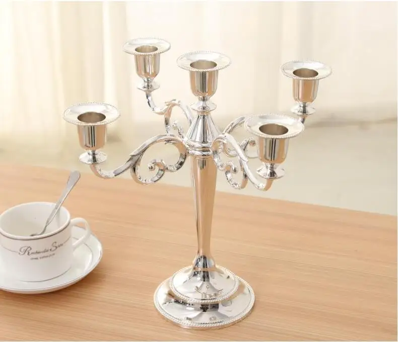 Classic 3/ 5 Llight  Metal Candlestick Silver Candelabra  candle holders vintage for dinner table decorZT030