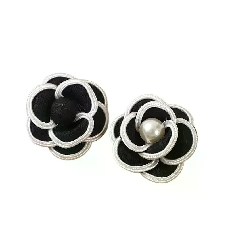 دبابيس زهرة الكاميليا النسيج الأسود للمرأة بروش دبابيس فستان قميص الإكسسوارات هدية #3